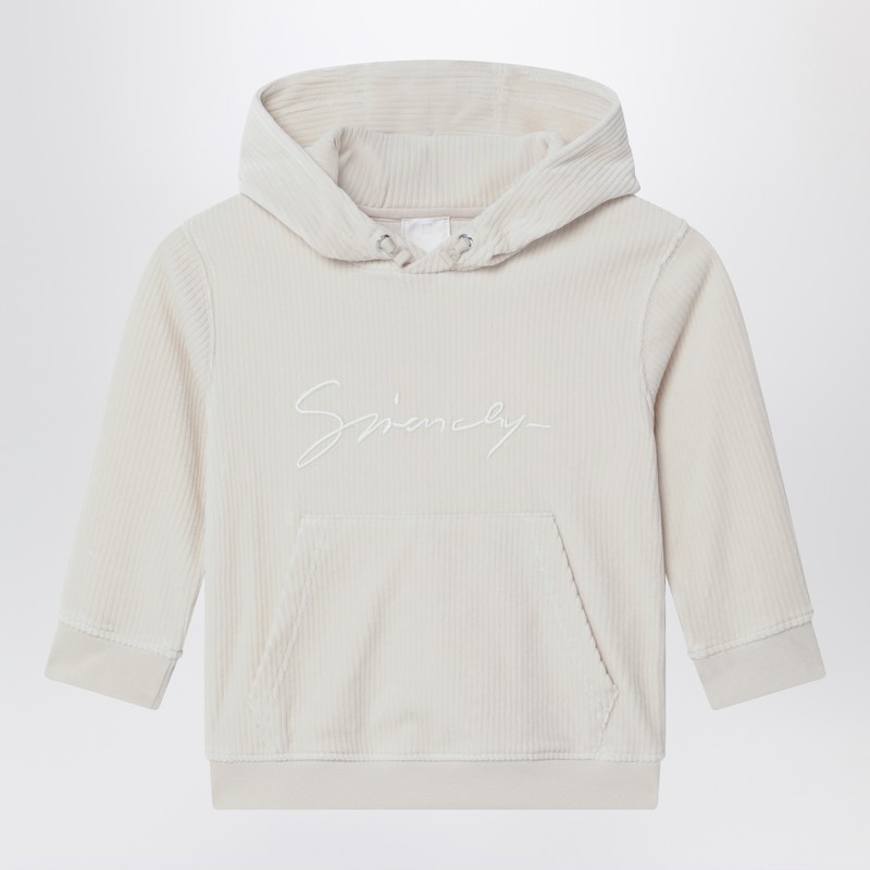 Cream ribbed hoodie