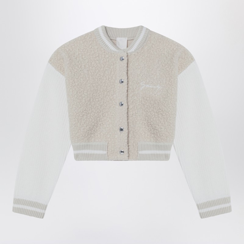 Cream/beige bomber jacket with logo