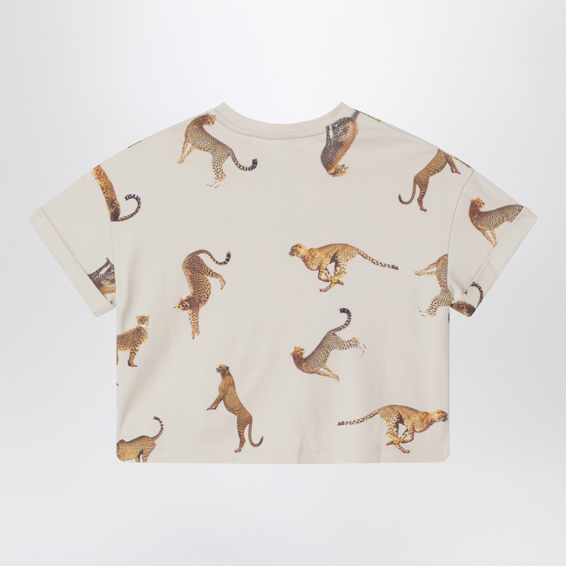Givenchy Cream Crop T-shirt With Leopards In Neutral