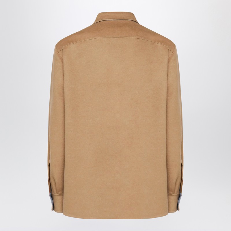Loewe Camel-colored Virgin Wool And Cashmere Jacket-shirt In Sand