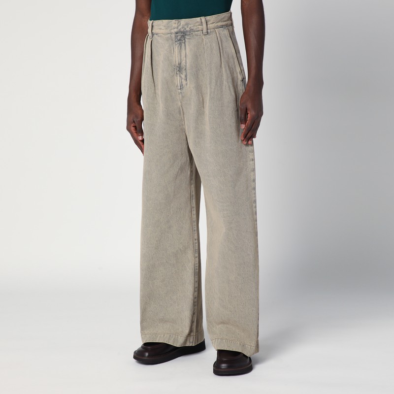 LOEWE LOEWE PLEATED SAND-COLOURED DENIM PANTS