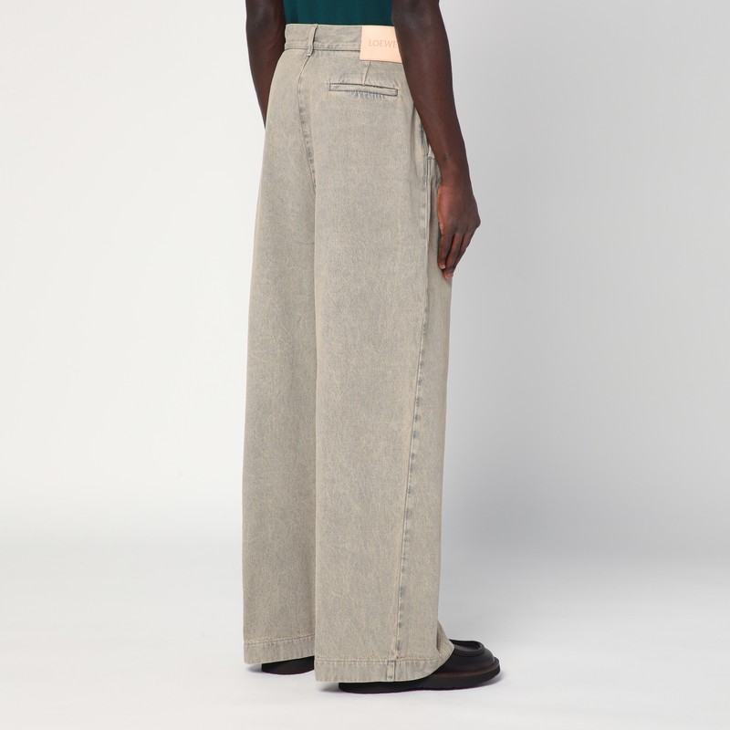 LOEWE LOEWE PLEATED SAND-COLOURED DENIM PANTS