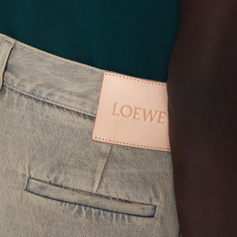 LOEWE LOEWE PLEATED SAND-COLOURED DENIM PANTS