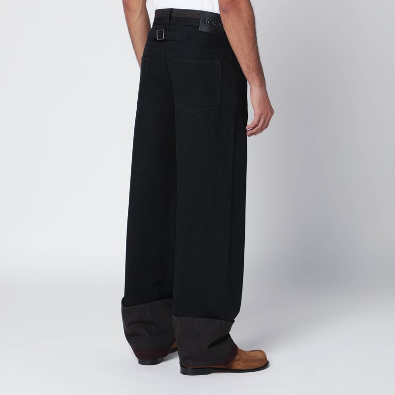 Loewe Straight-leg Turn-up Jeans In Black