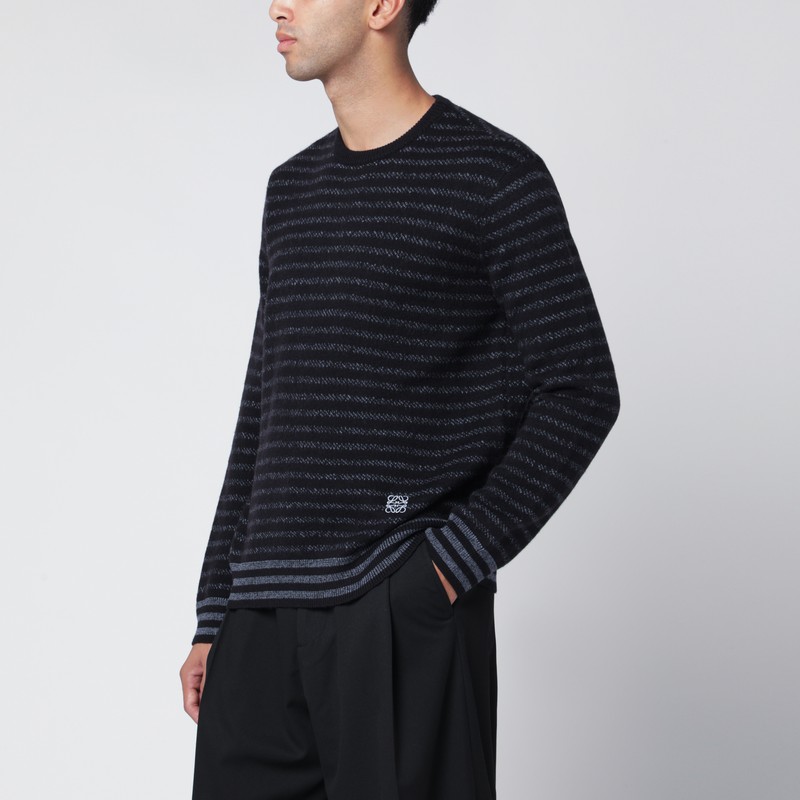 Navy blue striped wool sweater