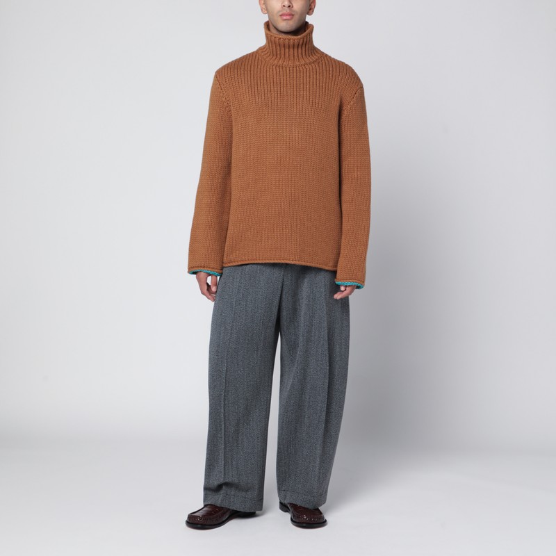 Loewe Brown Wool Turtleneck Sweater In Brown