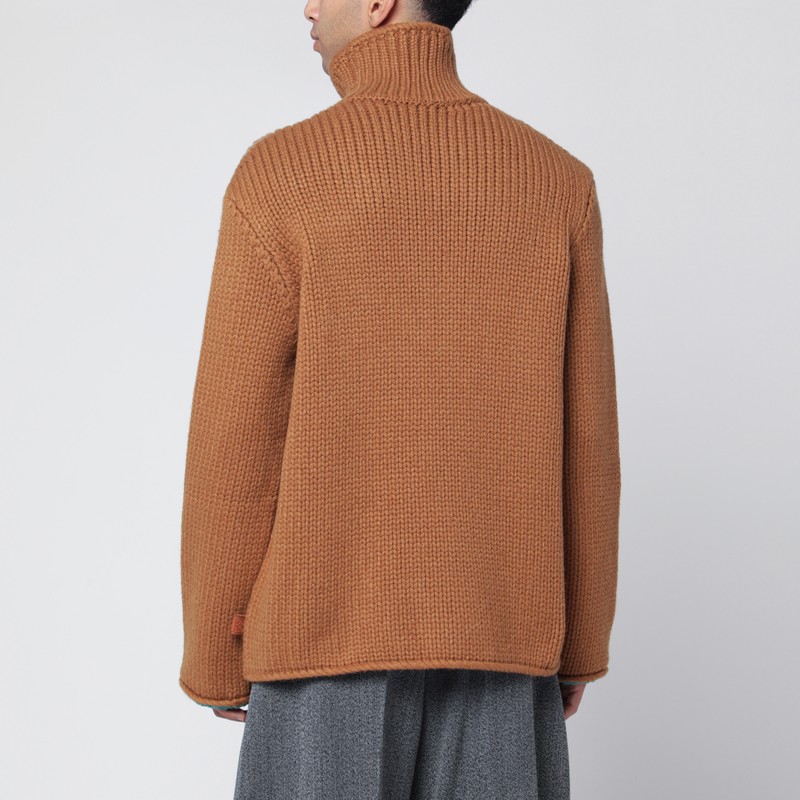 Loewe Brown Wool Turtleneck Sweater In Brown