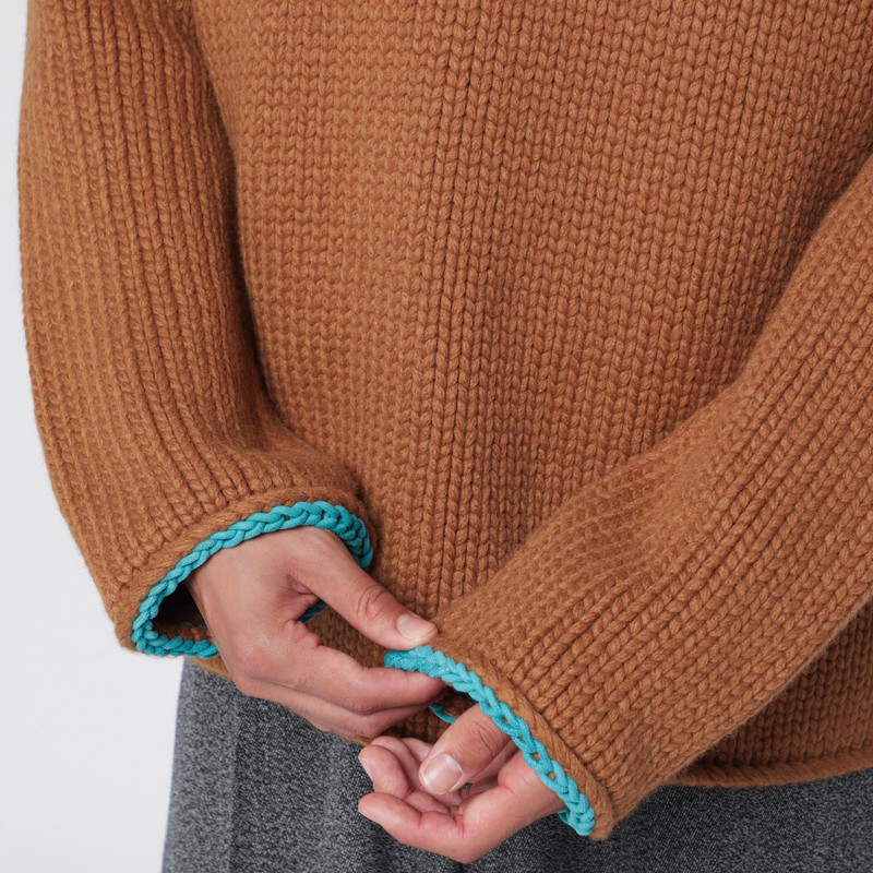 Loewe Brown Wool Turtleneck Sweater In Brown