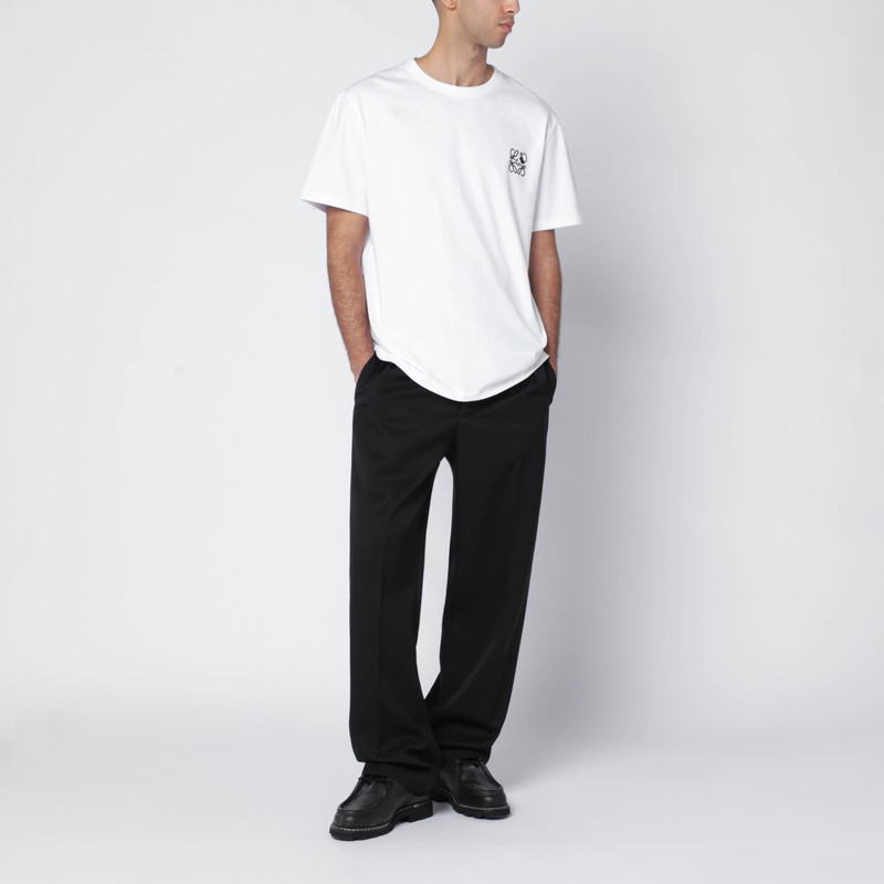 Loewe Slim-fit Logo-embroidered Cotton-jersey T-shirt In White