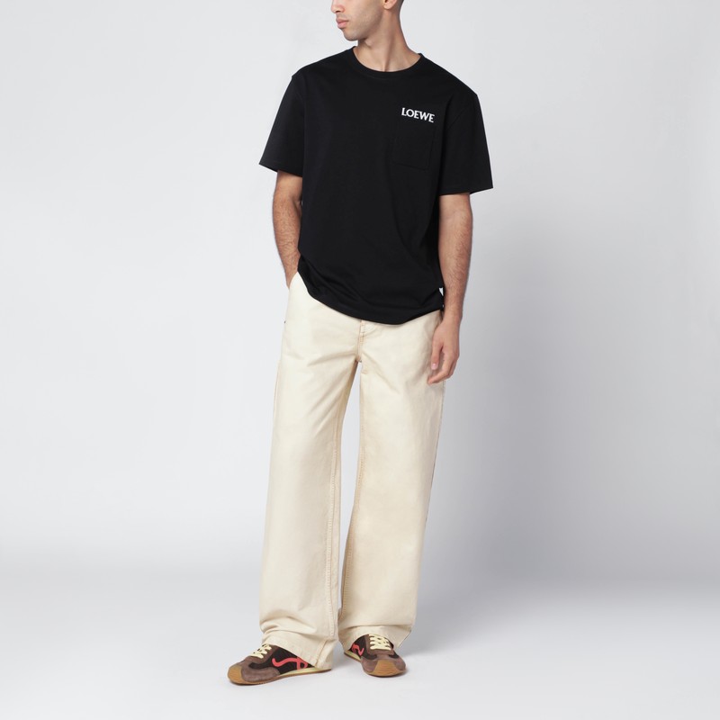 Loewe Logo-embroidered Cotton-jersey T-shirt In Black