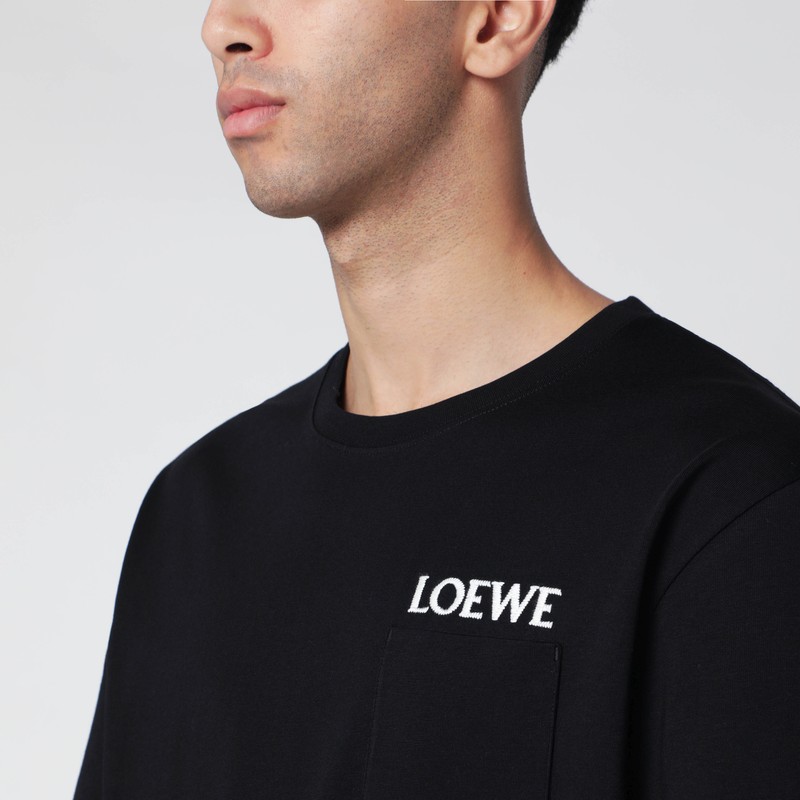 Loewe Logo-embroidered Cotton-jersey T-shirt In Black