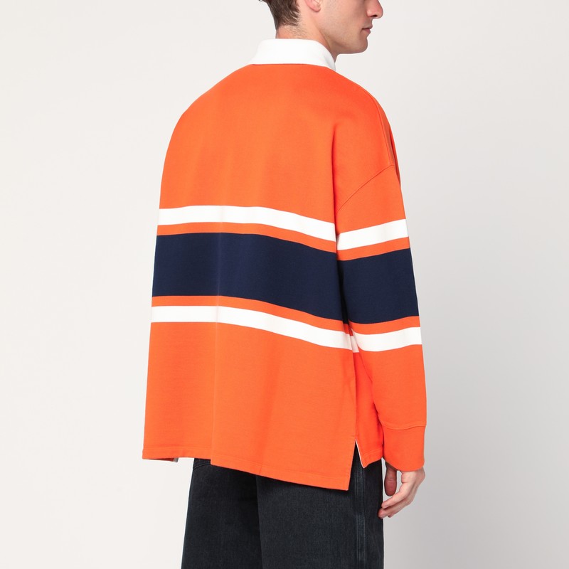 Loewe Anagram Polo In Orange/navy Blue In Orange