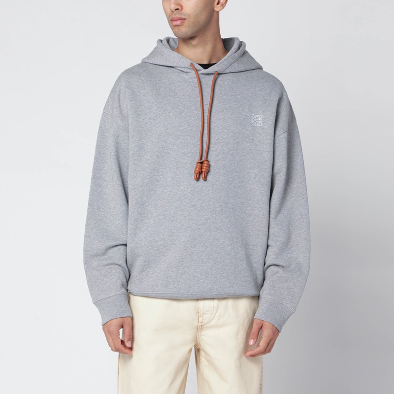 Gray sweatshirt with leather Flamenco drawstring