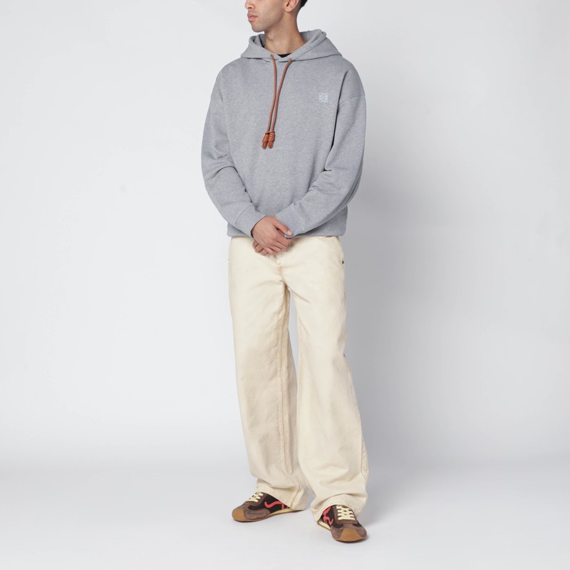 Loewe Gray Sweatshirt With Leather Flamenco Drawstring In Gray