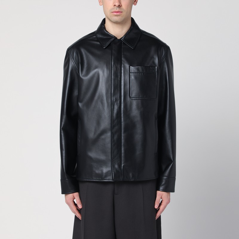 Black leather shirt jacket - Loewe - Modalova