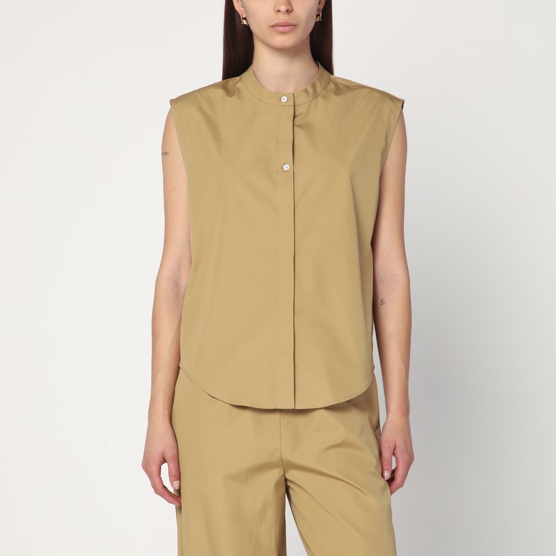 Sleeveless shirt in sand colour - Loulou Studio - Modalova