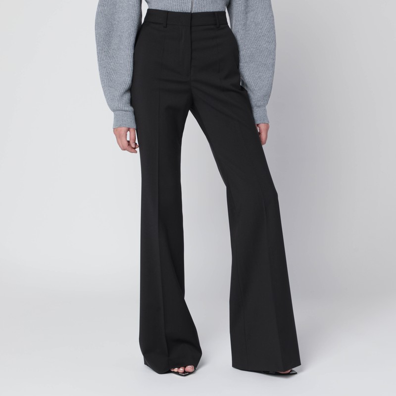 Brown flared trousers in stretch wool