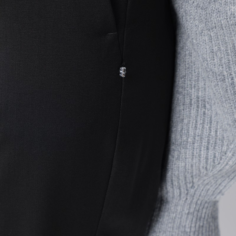 Sportmax Brown Flared Trousers In Stretch Wool In Black