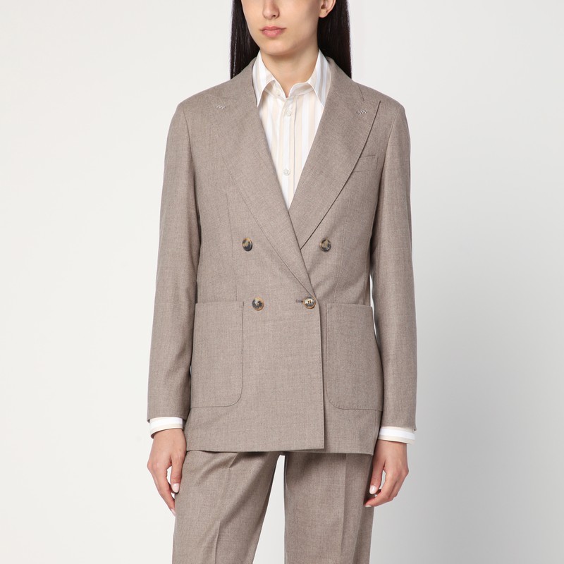 Double-breasted cashmere jacket in dove color