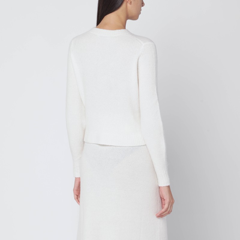 Max Mara Ivory Sweater In Stretch Cashmere Knit In White