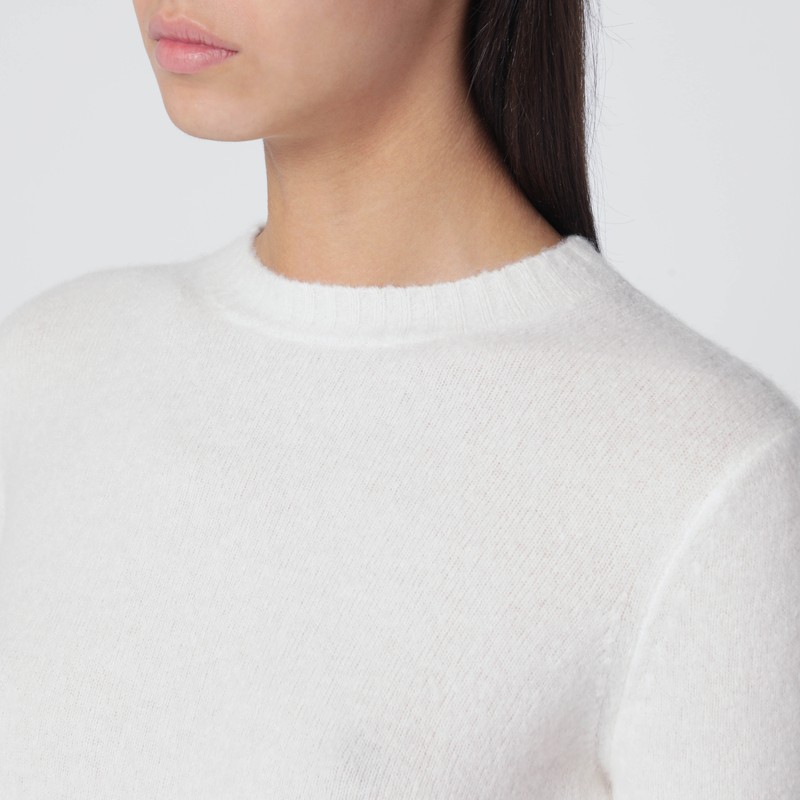 Max Mara Ivory Sweater In Stretch Cashmere Knit In White