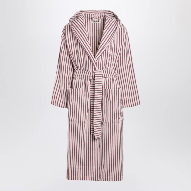 Bathrobe white/dark pink striped