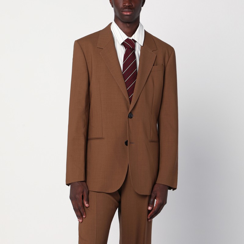 Hazelnut single-breasted wool jacket