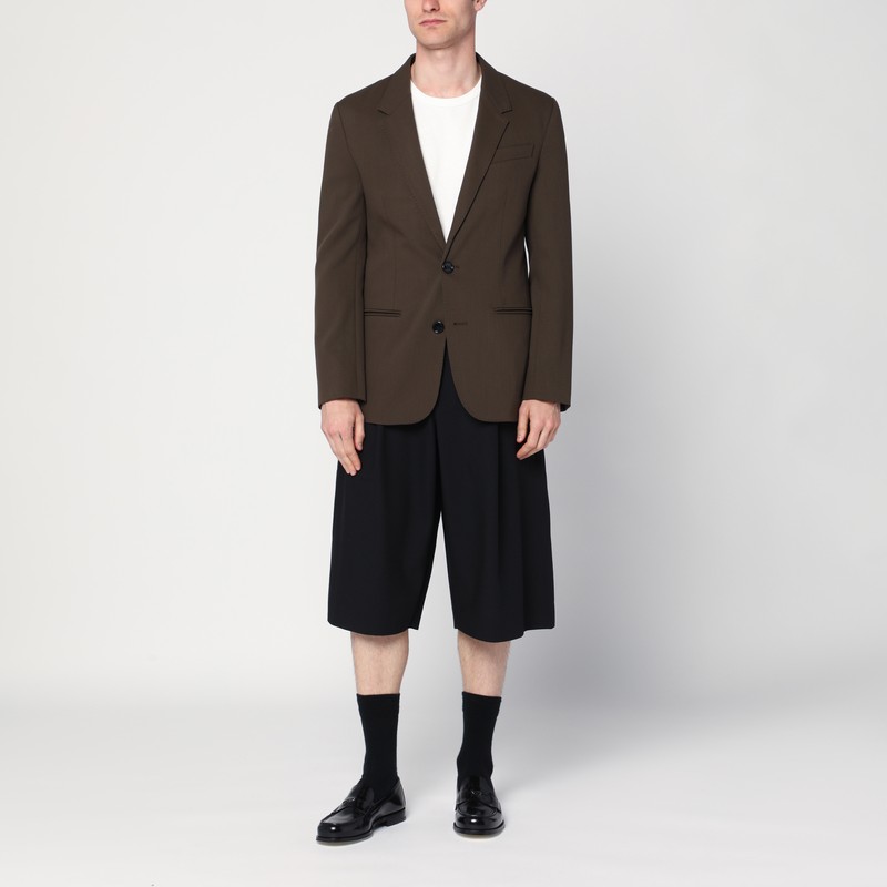 Ami Alexandre Mattiussi Ami Paris Single Breasted Olive Black Wool Jacket In Black
