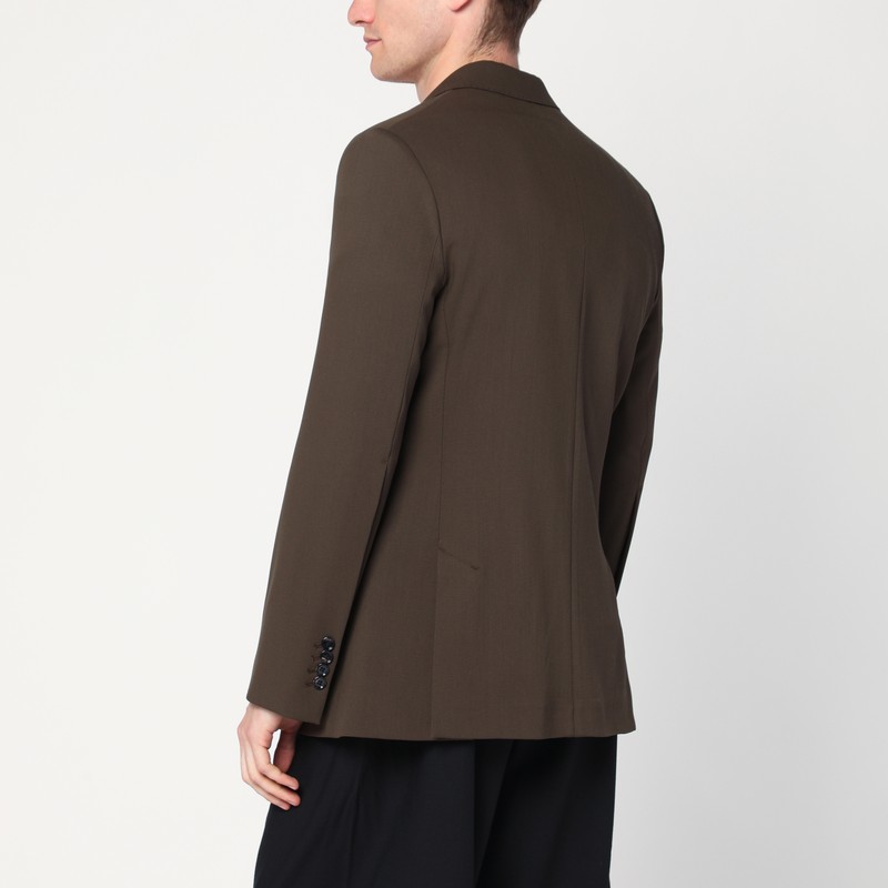 Ami Alexandre Mattiussi Ami Paris Single Breasted Olive Black Wool Jacket In Black