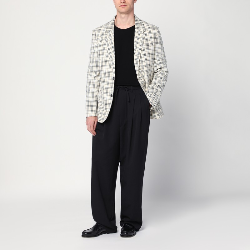 Ami Alexandre Mattiussi Ami Paris Single Breasted Cream Check Jacket In White