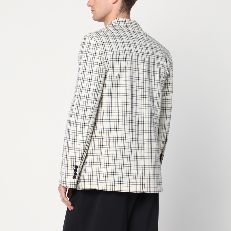 Ami Alexandre Mattiussi Ami Paris Single Breasted Cream Check Jacket In White