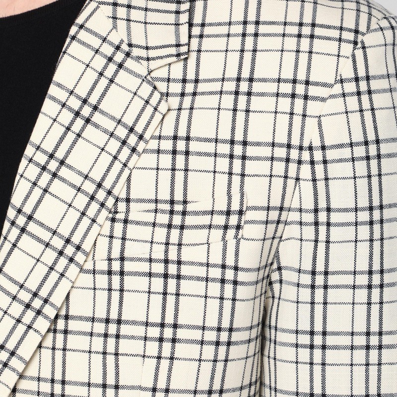 Ami Alexandre Mattiussi Ami Paris Single Breasted Cream Check Jacket In White
