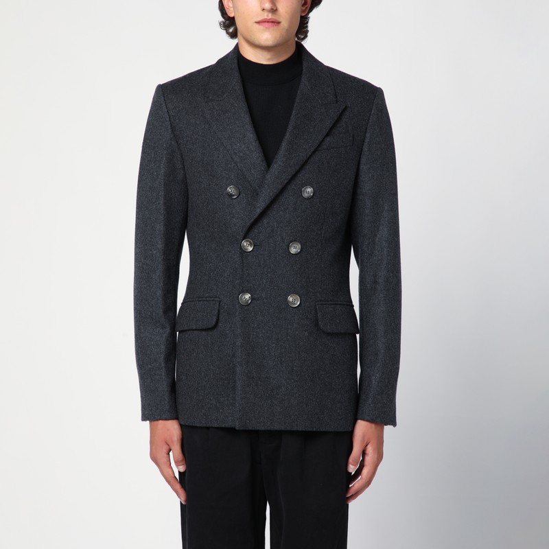 Ami Alexandre Mattiussi Grey Double-breasted Jacket With Peak Revers In Wool Man In Grey