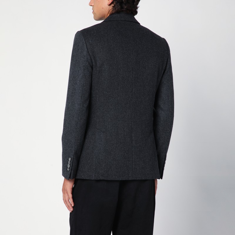 Ami Alexandre Mattiussi Grey Double-breasted Jacket With Peak Revers In Wool Man In Grey