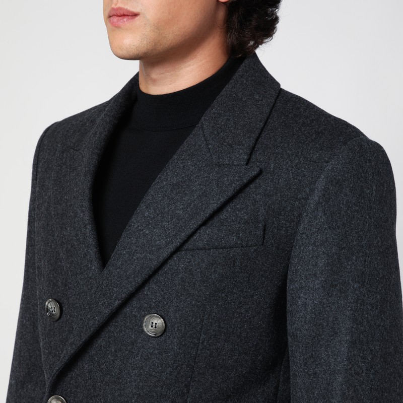 Ami Alexandre Mattiussi Grey Double-breasted Jacket With Peak Revers In Wool Man In Grey