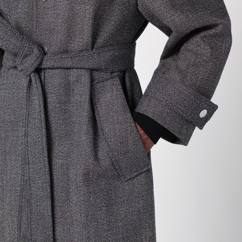 Ami Alexandre Mattiussi Brown Belted Coat In Wool Blend In Brown
