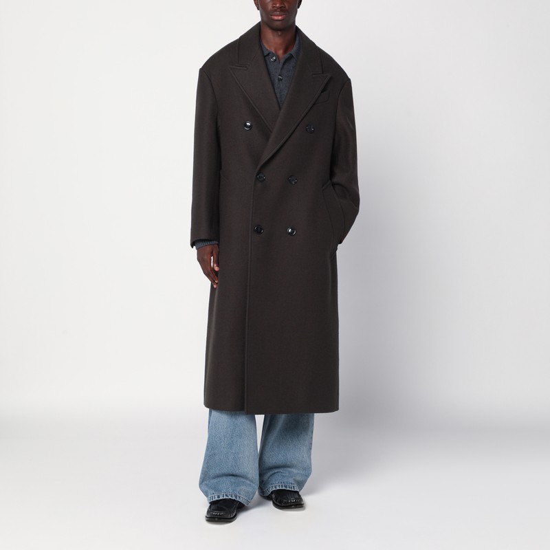 Anthracite grey double-breasted wool coat