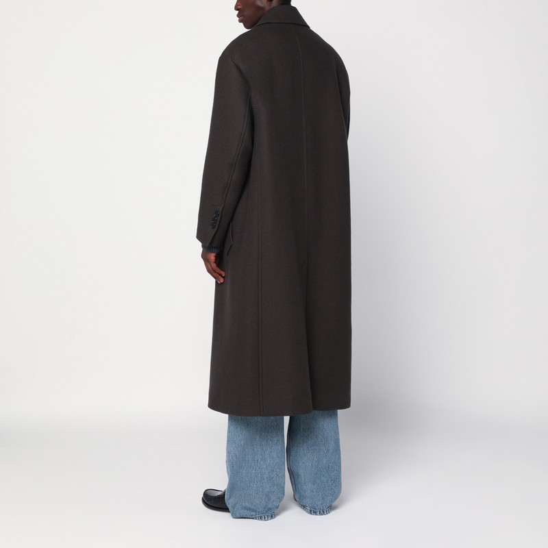 Ami Alexandre Mattiussi Anthracite Grey Double-breasted Wool Coat In Gray