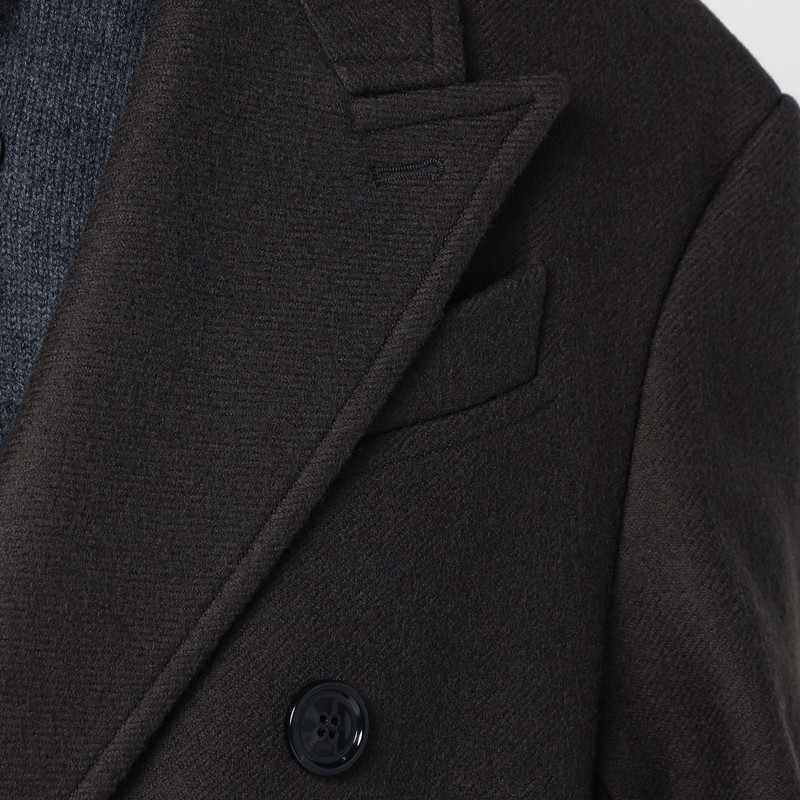 Ami Alexandre Mattiussi Anthracite Grey Double-breasted Wool Coat In Gray