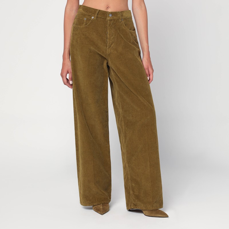 Wide moss green corduroy trousers