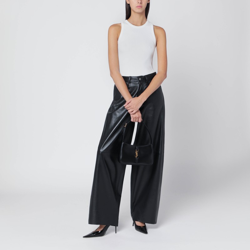 Haikure Wide Black Leather Pants In Black