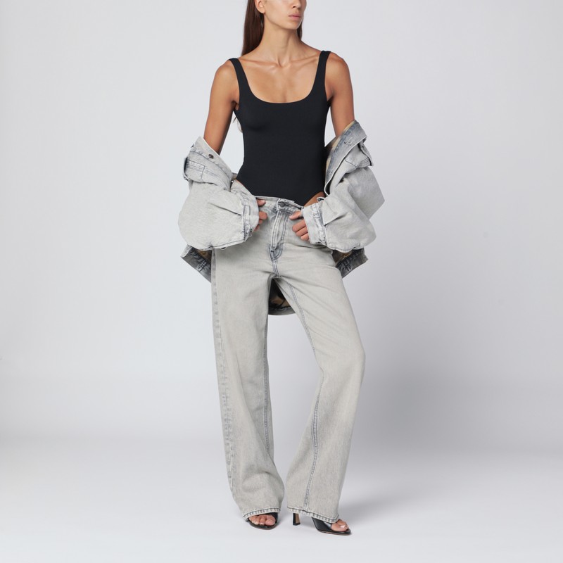 Haikure Janet Denim Jacket Long Sleeves Point Collar Chest Pockets In Blue