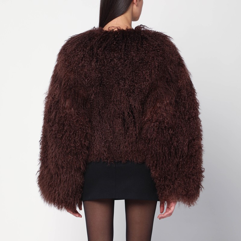 Halfboy Short Chocolate Brown Fur Coat In Brown