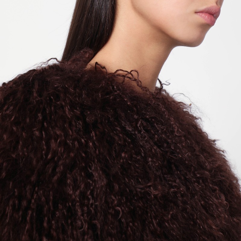Halfboy Short Chocolate Brown Fur Coat In Brown