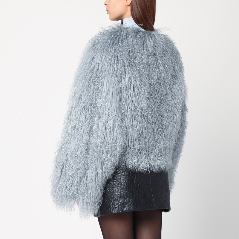 Halfboy Oversized Faux Fur Coat With Long Sleeves In Blue