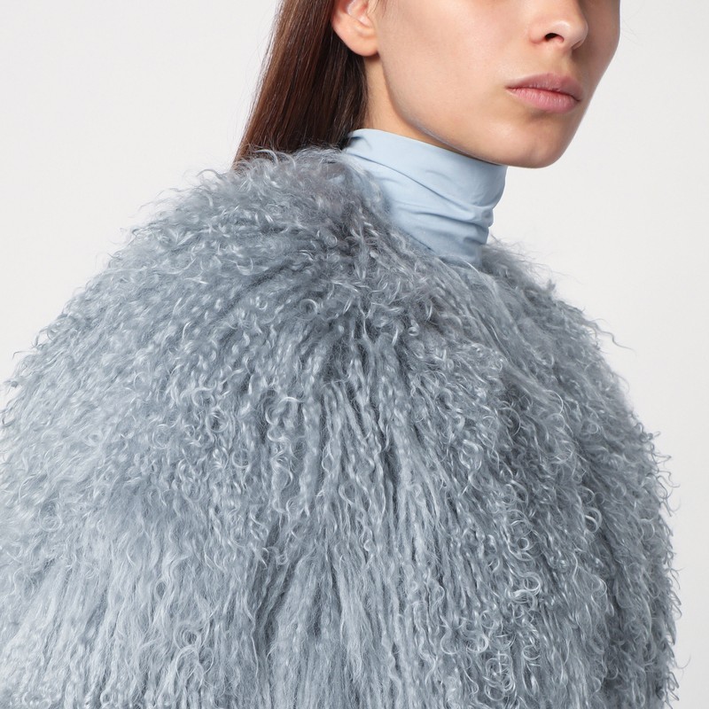 Halfboy Oversized Faux Fur Coat With Long Sleeves In Blue