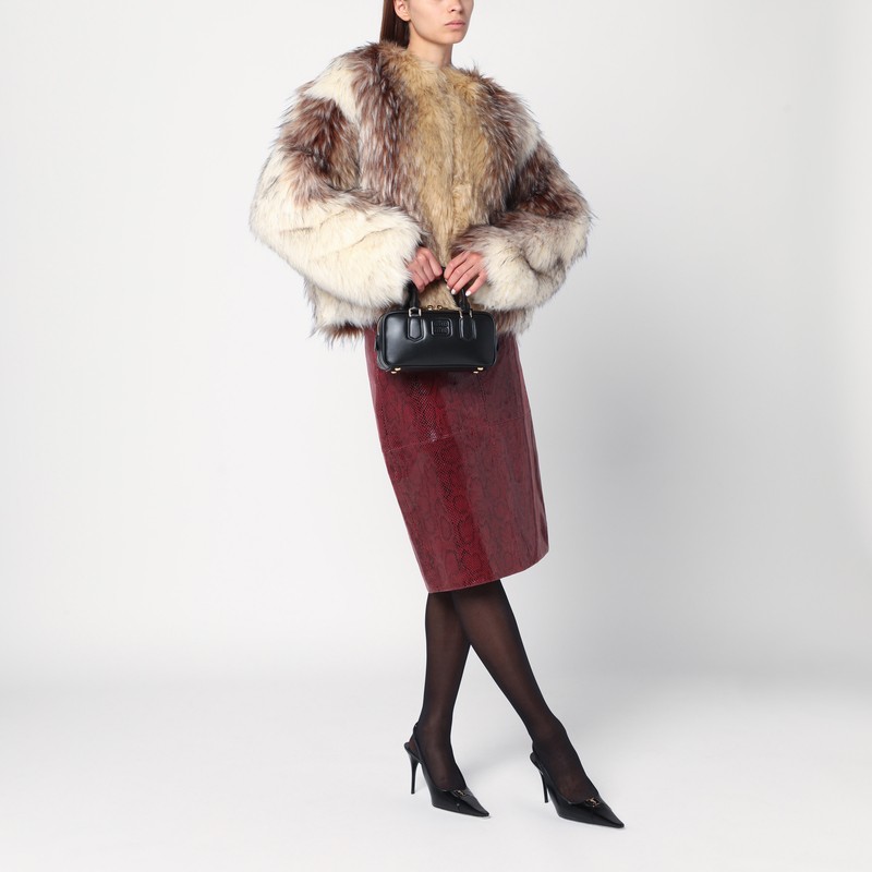 Halfboy Short Beige/black/white Faux Fur Coat In Sand