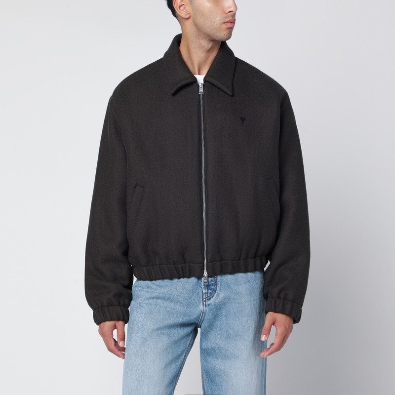 Grey wool Ami De Coeur bomber