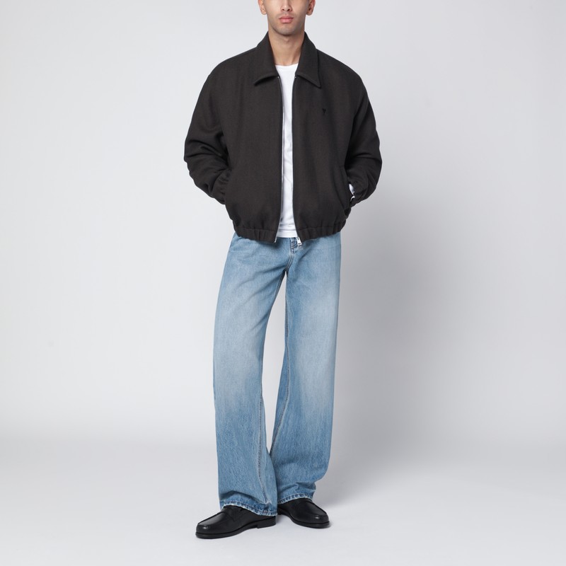 Ami Alexandre Mattiussi Quilted Padded Jacket With High Collar And Structured Silhouette In Gray