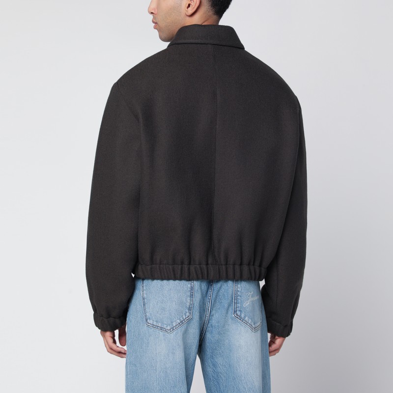 Ami Alexandre Mattiussi Quilted Padded Jacket With High Collar And Structured Silhouette In Gray